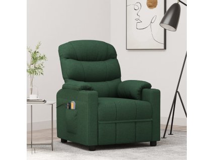 Elektrické masážní křeslo tmavě zelené textil 3143509