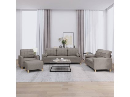 4dílná sedací souprava s polštáři taupe textil 3201273