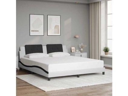 Rám postele bez matrace Zadar bílý a černý 180 x 200 cm umělá kůže 3208204