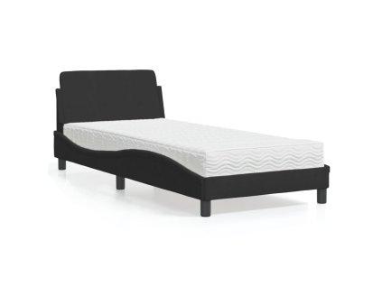 Postel s matrací Dover černá 90 x 190 cm samet 3208313