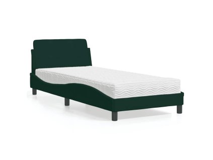 Postel s matrací Dover tmavě zelená 90 x 190 cm samet 3208314