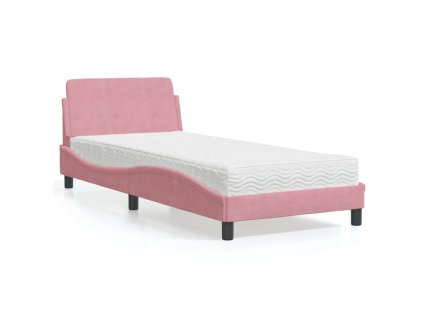 Postel s matrací Dover růžová 90 x 190 cm samet 3208316