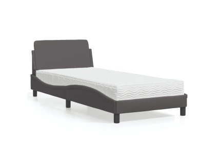 Postel s matrací Dover šedá 90 x 190 cm umělá kůže 3208320