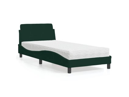 Postel s matrací Dover tmavě zelená 90 x 200 cm samet 3208334