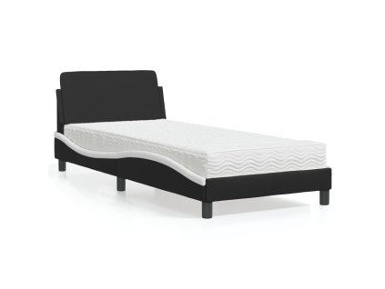 Postel s matrací Dover černá a bílá 90 x 200 cm umělá kůže 3208342