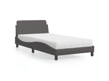 Postel s matrací Dover šedá 100 x 200 cm umělá kůže 3208360