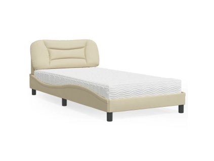 Postel s matrací Hvar krémová 100 x 200 cm textil 3208518