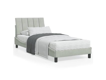 Postel s matrací Hanko světle šedá 90 x 200 cm samet 3208574