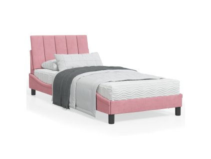 Postel s matrací Hanko růžová 90 x 200 cm samet 3208579