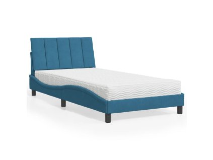 Postel s matrací Hanko modrá 100 x 200 cm samet 3208584