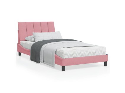 Postel s matrací Hanko růžová 100 x 200 cm samet 3208585