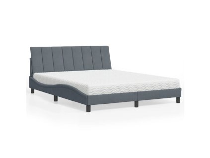Postel s matrací Hanko tmavě šedá 160 x 200 cm samet 3208605