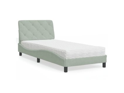 Postel s matrací světle šedá 90 x 200 cm samet 3208634