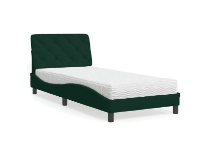 Postel s matrací tmavě zelená 90 x 200 cm samet 3208637