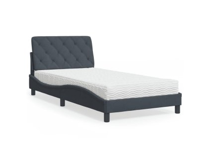 Postel s matrací tmavě šedá 100 x 200 cm samet 3208641