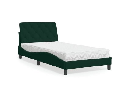 Postel s matrací tmavě zelená 100 x 200 cm samet 3208643