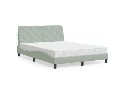 Postel s matrací světle šedá 120 x 200 cm samet 3208646