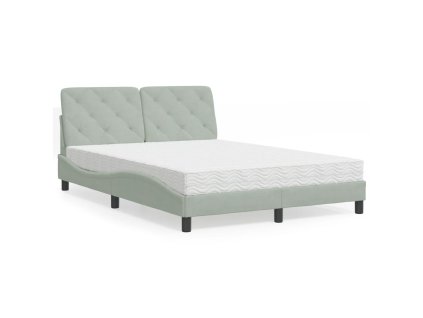 Postel s matrací světle šedá 140 x 190 cm samet 3208652