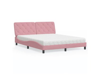 Postel s matrací růžová 160 x 200 cm samet 3208669