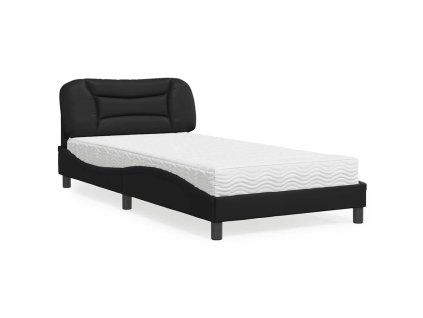 Postel s matrací Hvar černá 100 x 200 cm umělá kůže 3208703