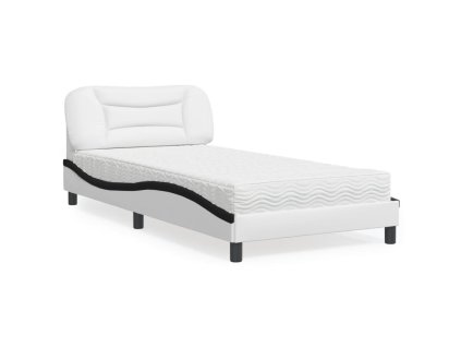 Postel s matrací Hvar bílá a černá 100 x 200 cm umělá kůže 3208709