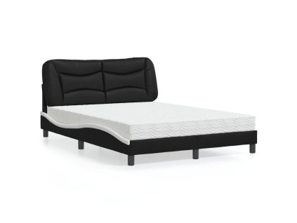 Postel s matrací Hvar černá a bílá 120 x 200 cm umělá kůže 3208715
