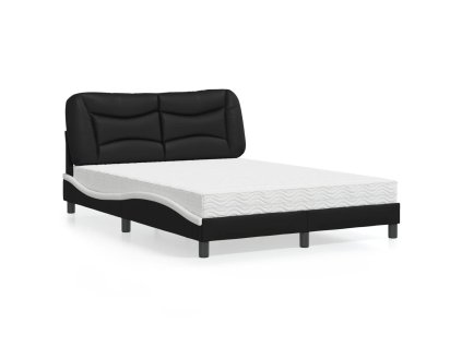 Postel s matrací Hvar černá a bílá 140 x 200 cm umělá kůže 3208729