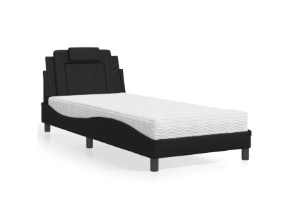 Postel Viana s matrací černá 90 x 190 cm umělá kůže 3208761