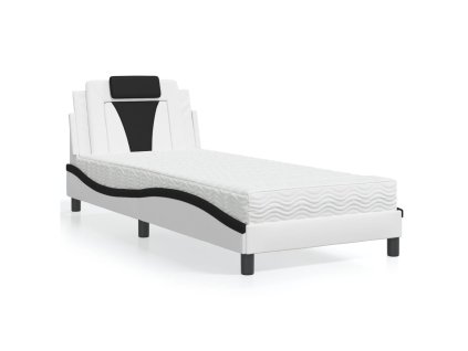 Postel Viana s matrací bílá a černá 90 x 190 cm umělá kůže 3208767