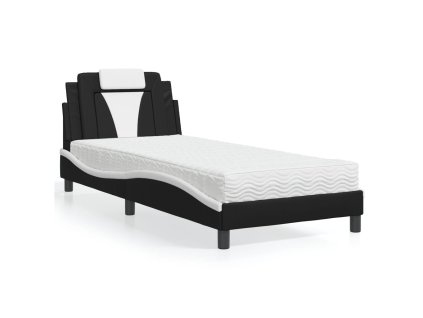 Postel Viana s matrací černá a bílá 90 x 200 cm umělá kůže 3208773