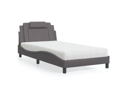 Postel Viana s matrací šedá 100 x 200 cm umělá kůže 3208778