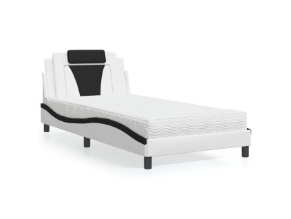 Postel Viana s matrací bílá a černá 100 x 200 cm umělá kůže 3208781