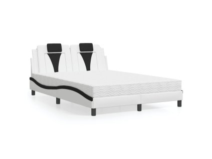 Postel Viana s matrací bílá a černá 140 x 190 cm umělá kůže 3208795