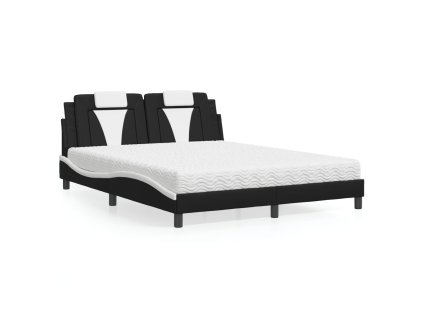 Postel Viana s matrací černá a bílá 160 x 200 cm umělá kůže 3208808