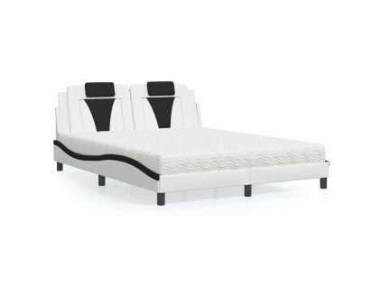Postel Viana s matrací bílá a černá 160 x 200 cm umělá kůže 3208809