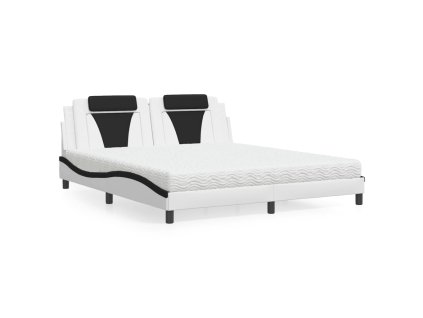 Postel Viana s matrací bílá a černá 180 x 200 cm umělá kůže 3208816