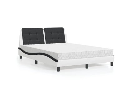 Rám postele bez matrace Zadar bílá a černá 140 x 190 cm umělá kůže 3208865