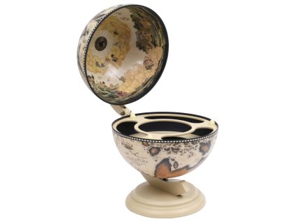 Stolní globus bar stojan na víno eukalyptové dřevo bílý 320911