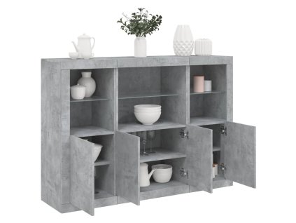 Příborníky s LED osvětlením 3 ks betonově šedé kompozitní dřevo 3209110