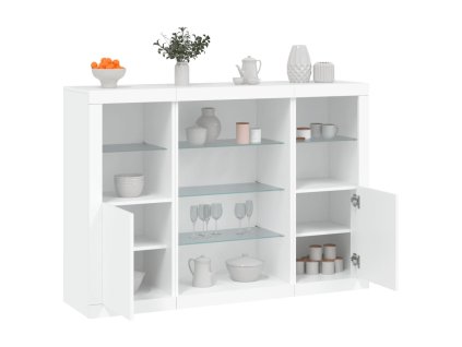 Příborníky s LED osvětlením 3 ks bílé kompozitní dřevo 3209128