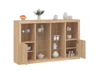 Příborníky s LED osvětlením 3 ks dub sonoma kompozitní dřevo 3209137