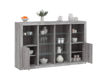 Příborníky s LED osvětlením 3 ks šedé sonoma kompozitní dřevo 3209140