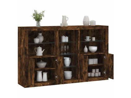 Příborník s LED osvětlením kouřový dub 162 x 37 x 100 cm 3209174