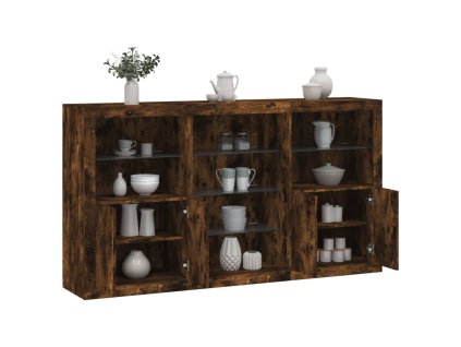 Příborník s LED osvětlením kouřový dub 181,5 x 37 x 100 cm 3209181