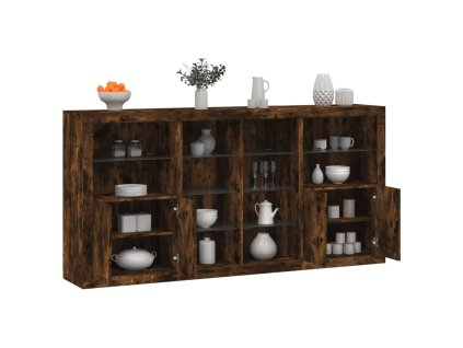 Příborník s LED osvětlením kouřový dub 202 x 37 x 100 cm 3209188