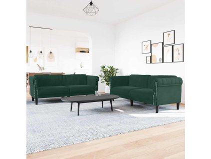 3dílná sedací souprava tmavě zelená samet 3209211