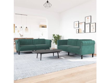 2dílná sedací souprava tmavě zelená samet 3209221