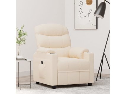 Elektrické polohovací křeslo krémové textil 3143500