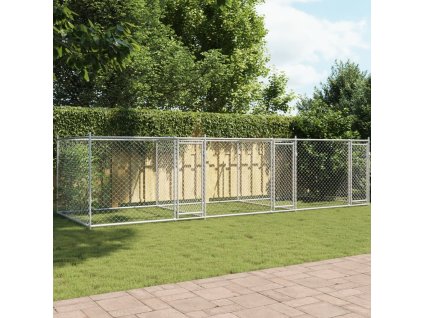 Klec pro psy s dvířky šedá 6 x 2 x 1,5 m pozinkovaná ocel 3209574