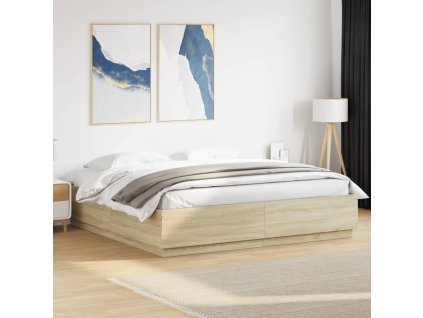 Rám postele s LED osvětlením dub sonoma 180 x 200 cm kompozit 3209592